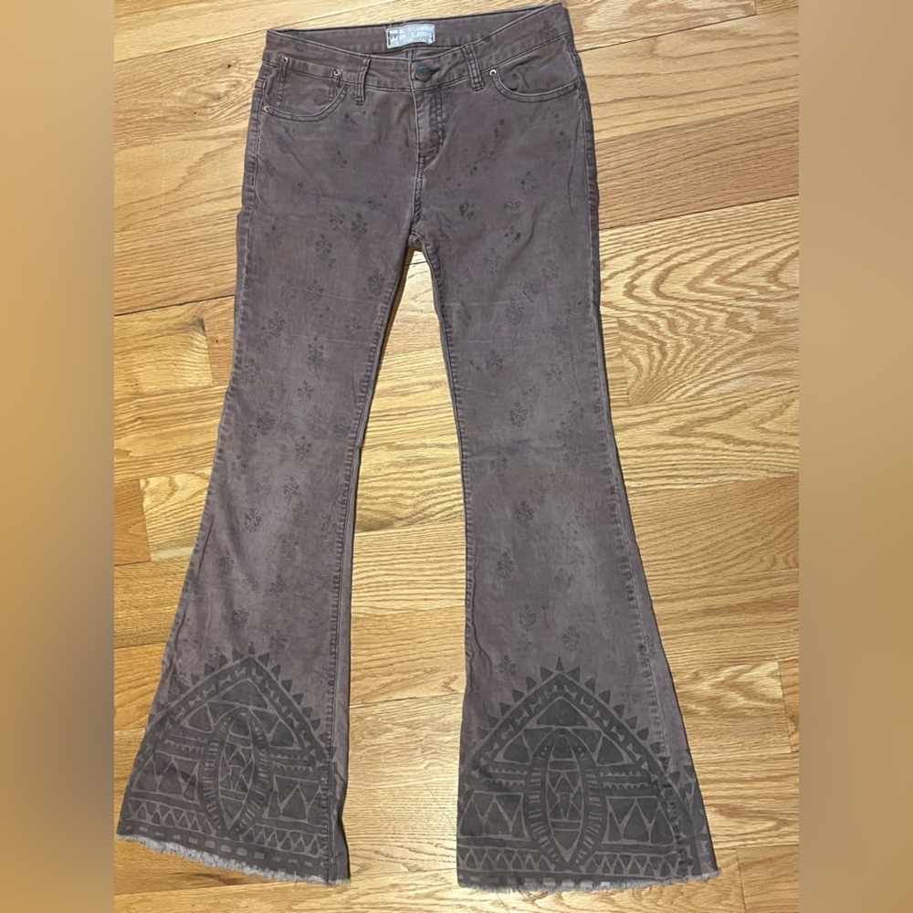 Free People Print Flare Corduroy Jeans, 27